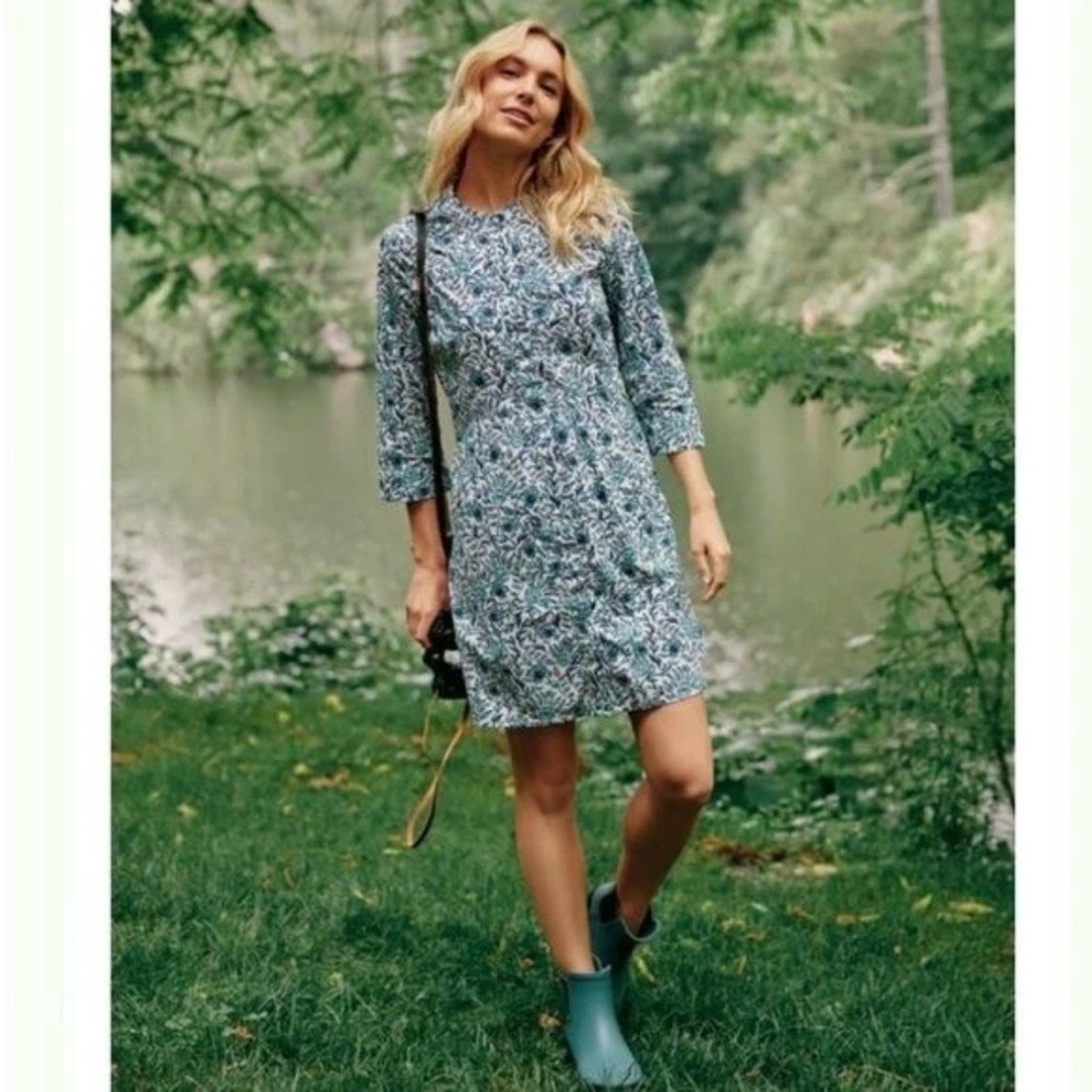 Southern Tide Kambry Fluer Printed Shirt Dress Floral Ditzy Blue XS Button Front